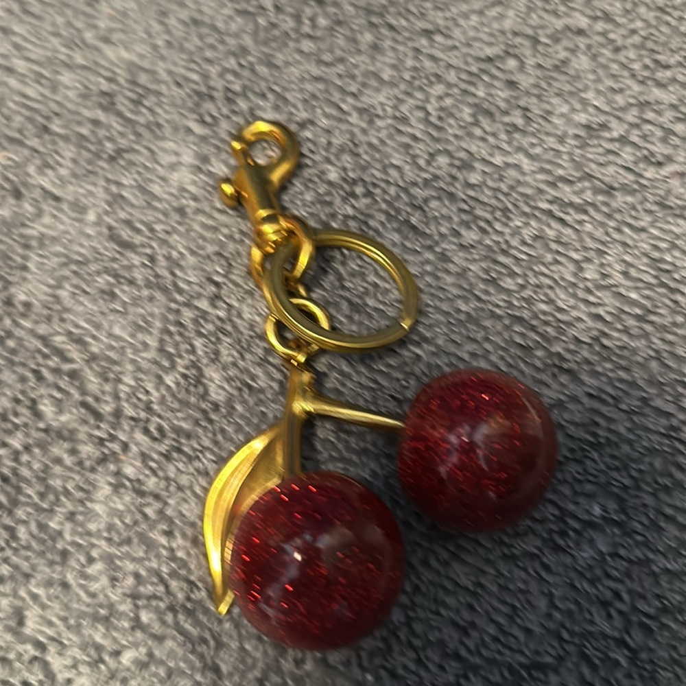 COPY - Gold and Red Cherry Keychain purse, charm NWT